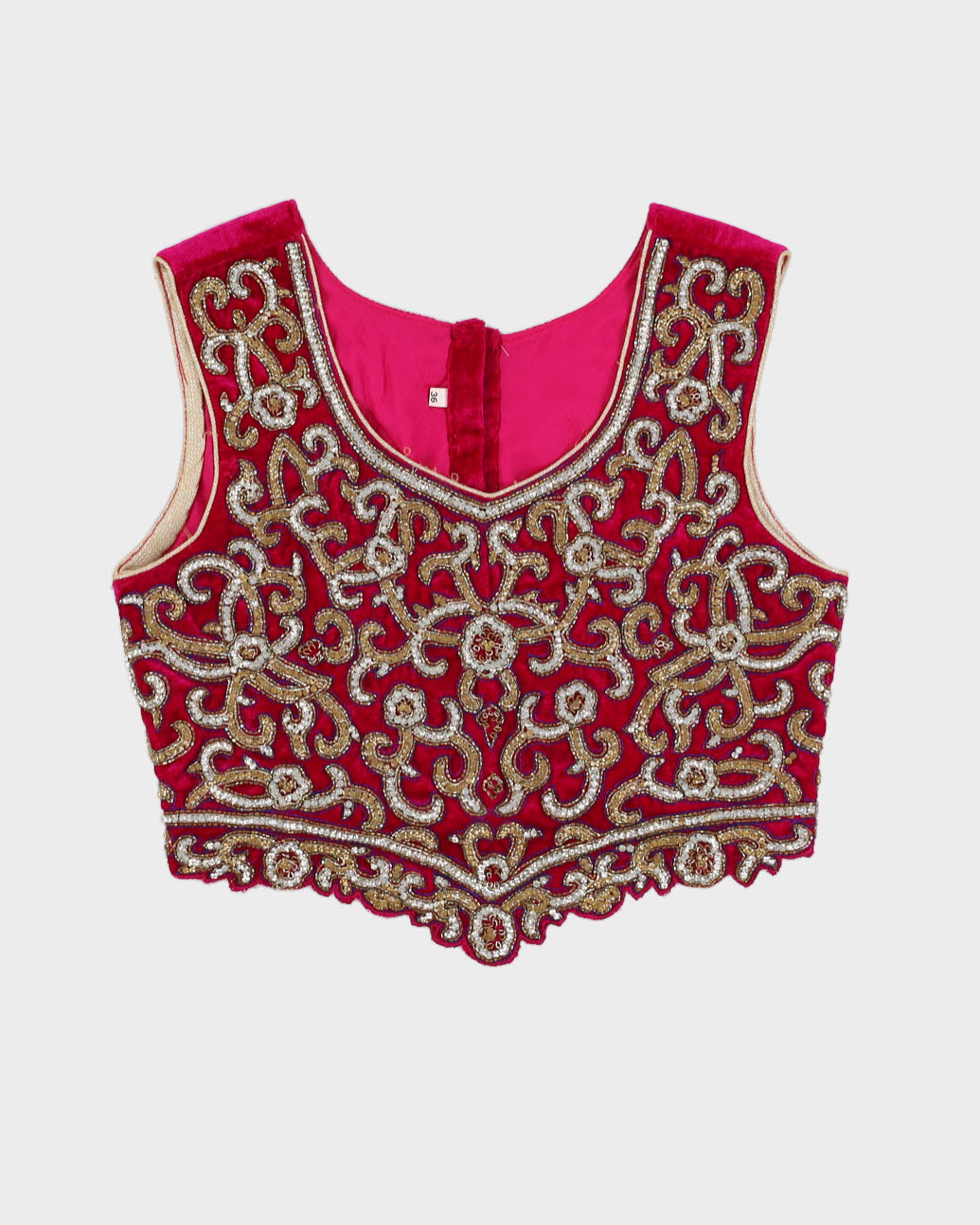 Pink Sequin Sleeveless Corset Top - S