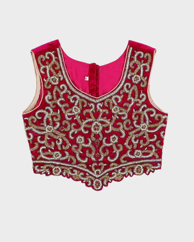 Pink Sequin Sleeveless Corset Top - S
