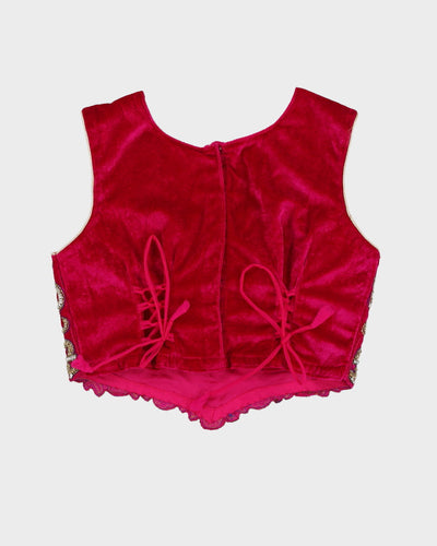 Pink Sequin Sleeveless Corset Top - S