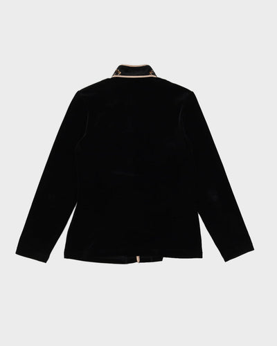 Black Cheongsam Velvet Blouse - S