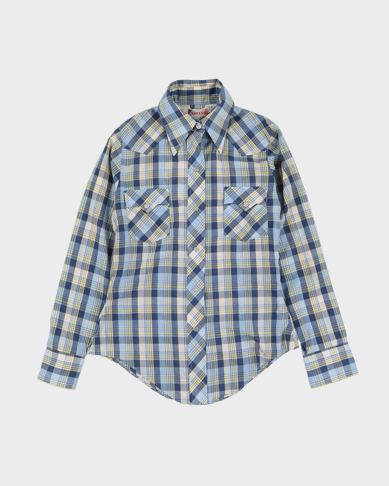 Vintage 1980s Blue Checked Western Blouse - S