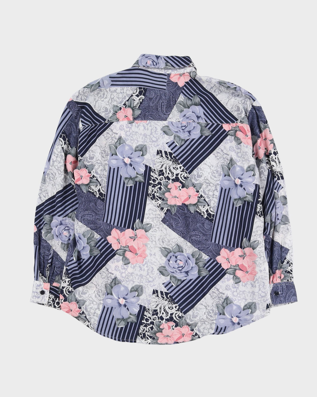 Blue And Pink Patterned Blouse - L