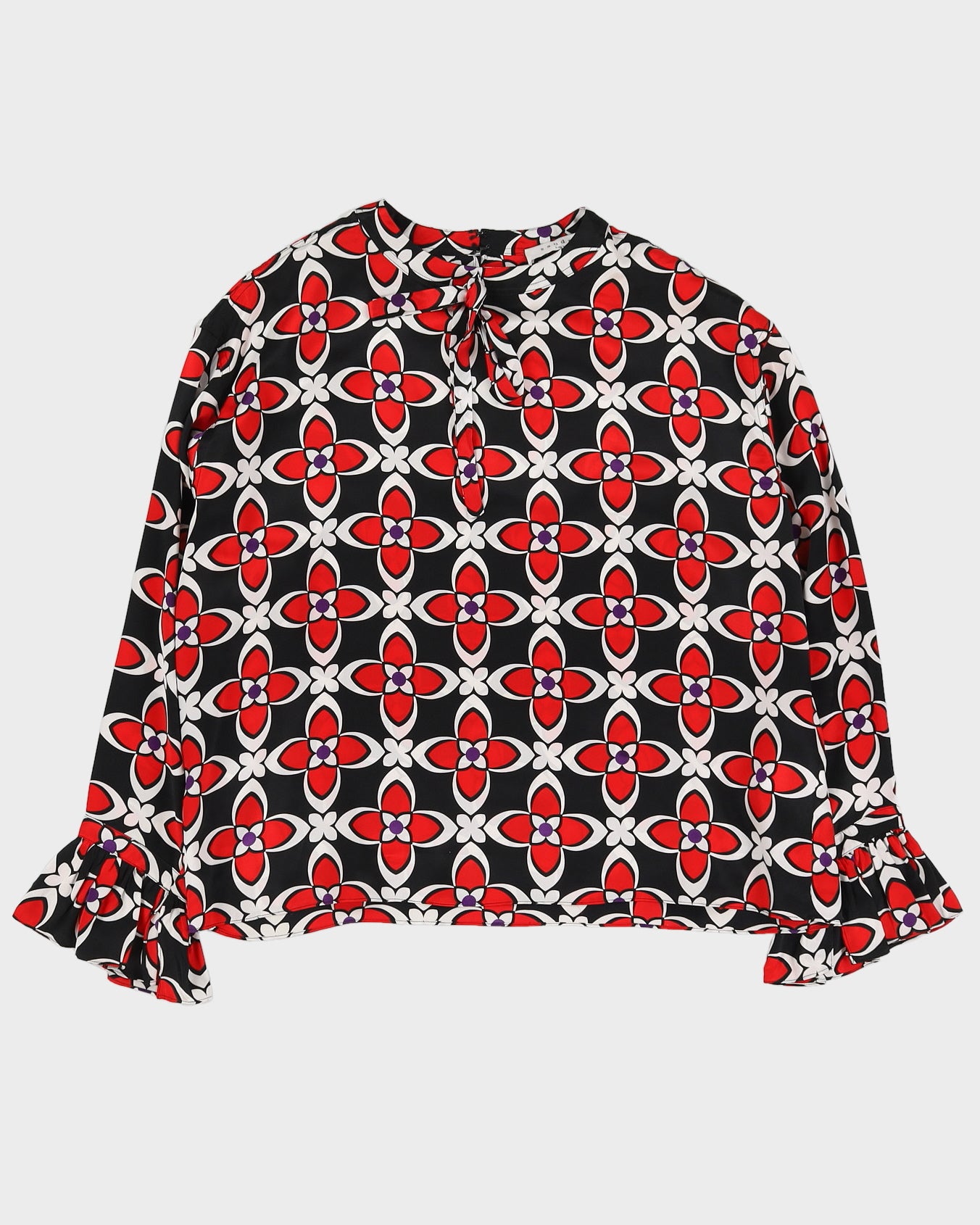 Sandro Pars Black Floral Silk Blouse - L