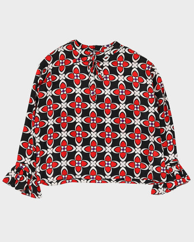 Sandro Pars Black Floral Silk Blouse - L