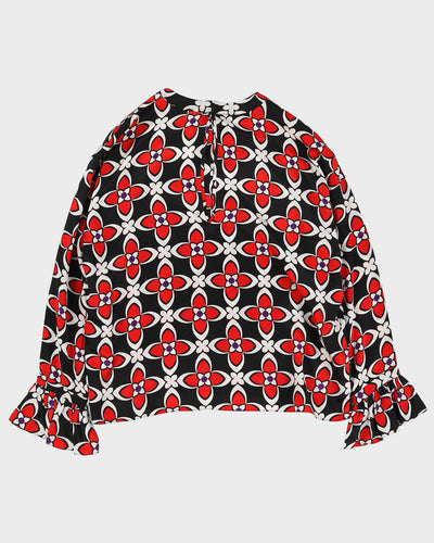 Sandro Pars Black Floral Silk Blouse - L