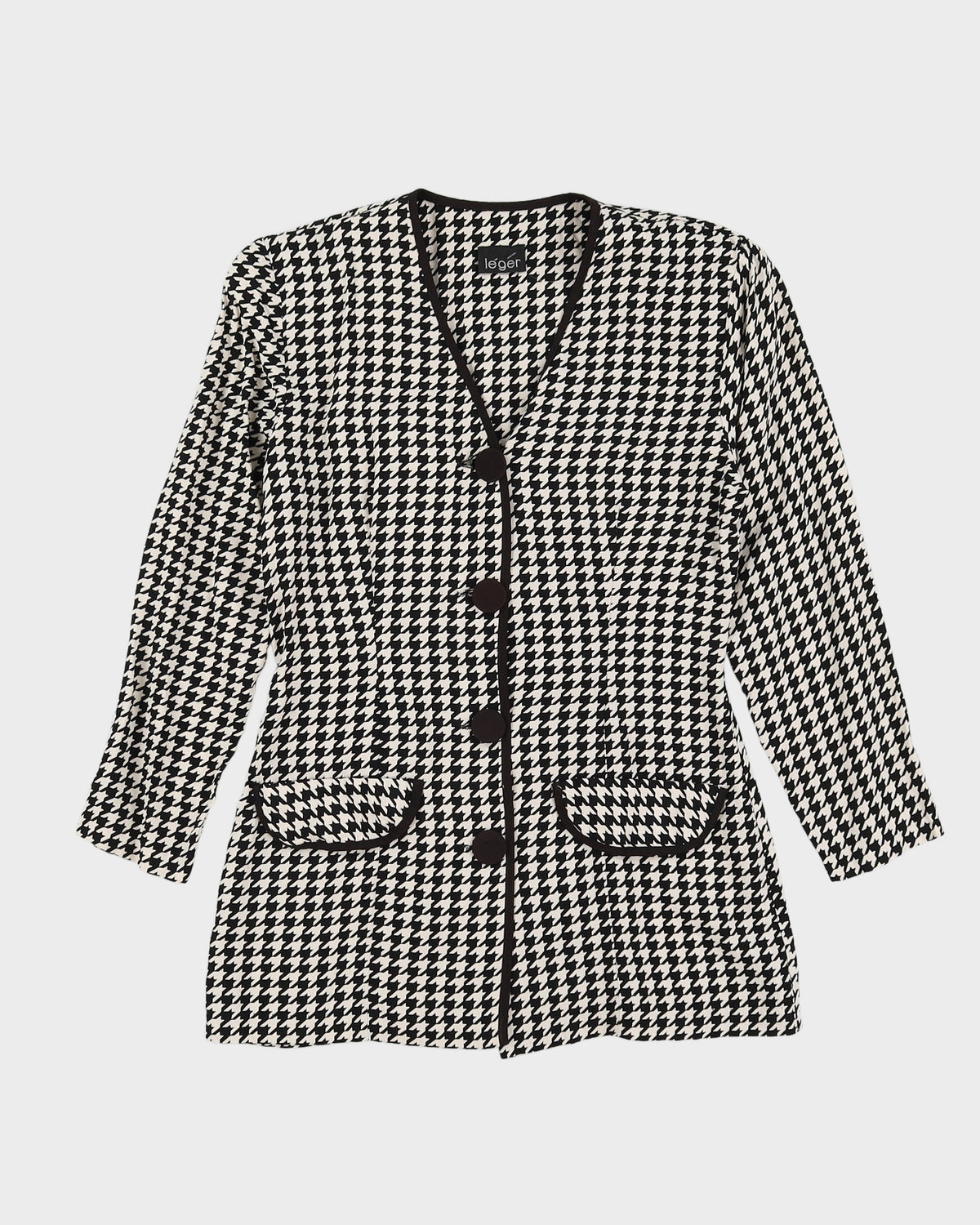 Black And White Houndstooth Blouse - S