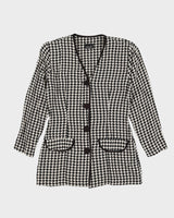 Black And White Houndstooth Blouse - S