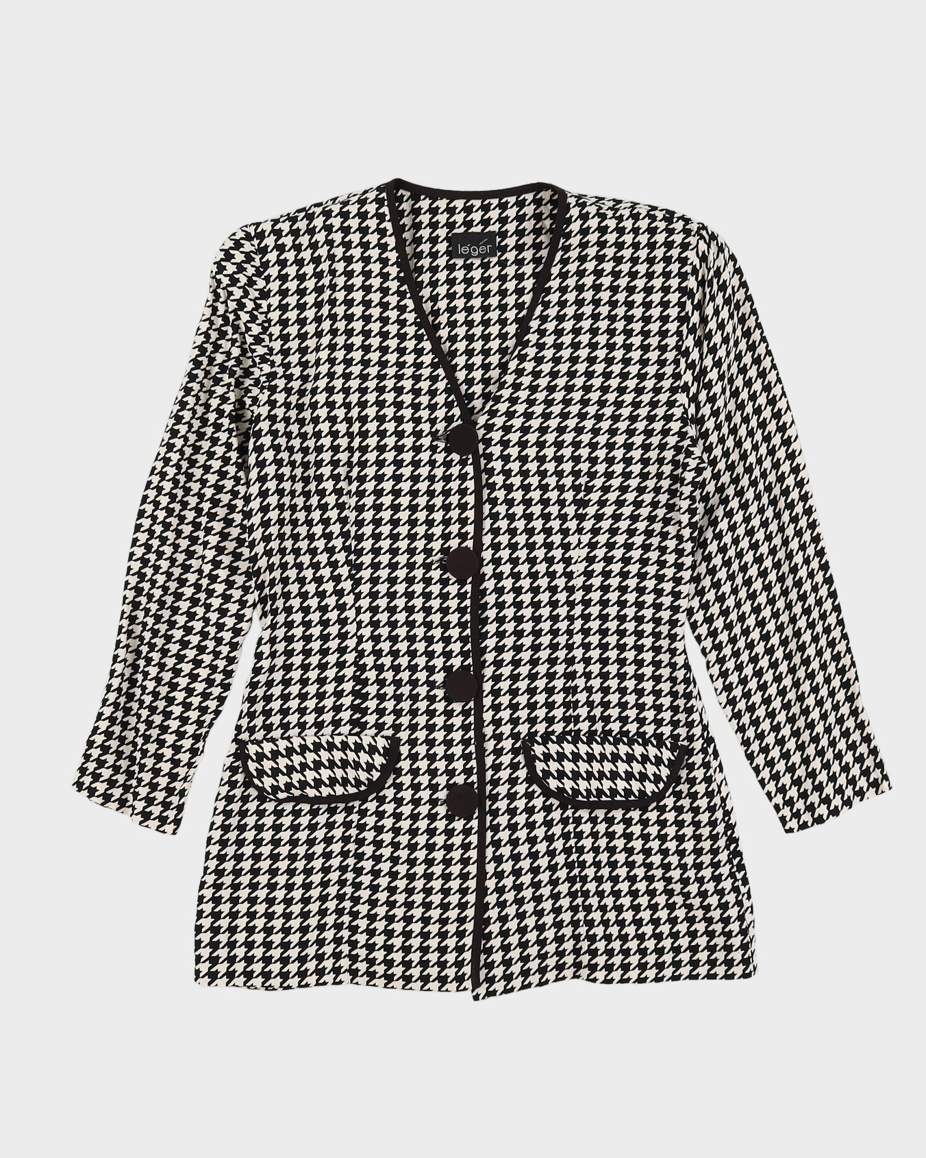 Black And White Houndstooth Blouse - S
