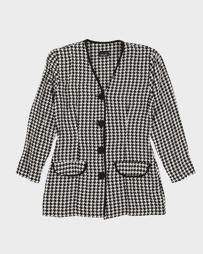 Black And White Houndstooth Blouse - S