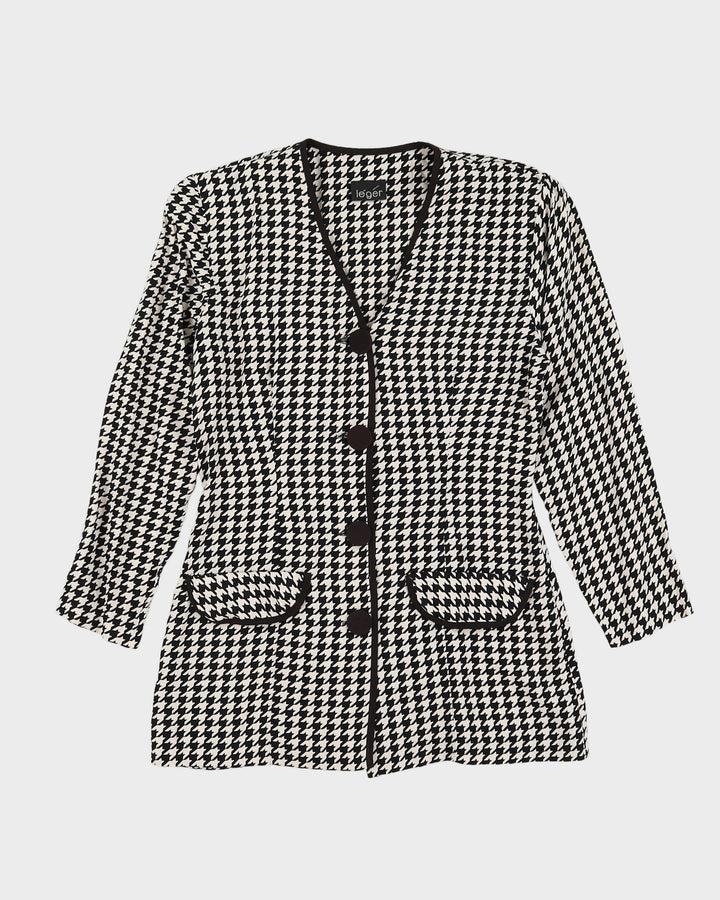 Black And White Houndstooth Blouse - S