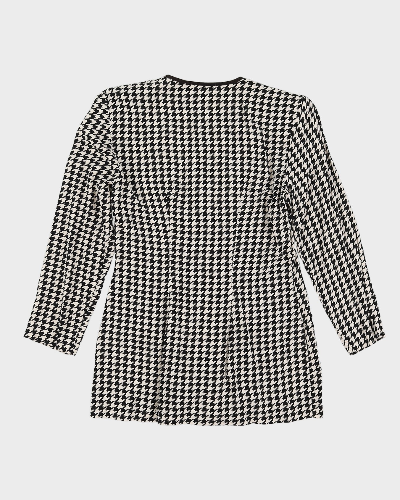 Black And White Houndstooth Blouse - S
