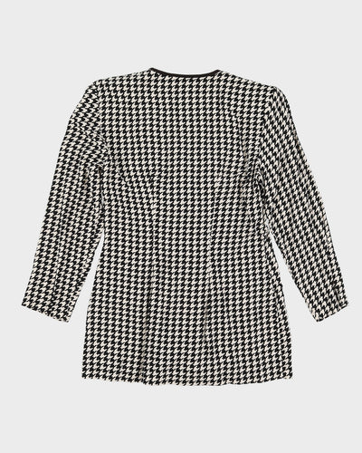 Black And White Houndstooth Blouse - S