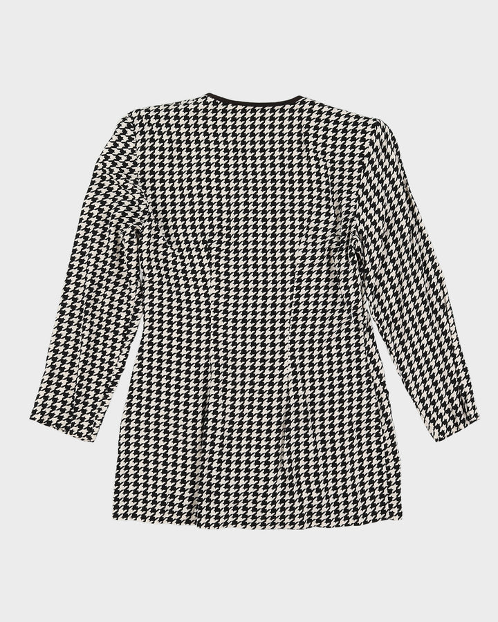 Black And White Houndstooth Blouse - S