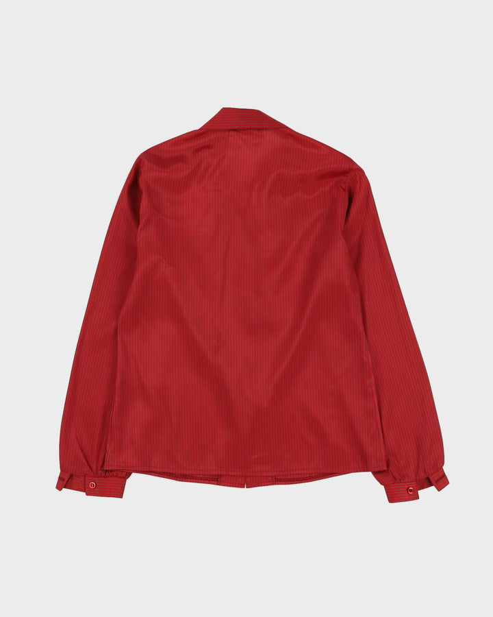 Vintage 1980s Red Striped Blouse - S