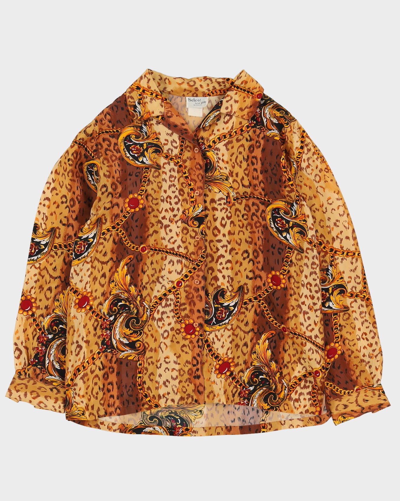 Y2K Brown Riviera Pattern Blouse - L