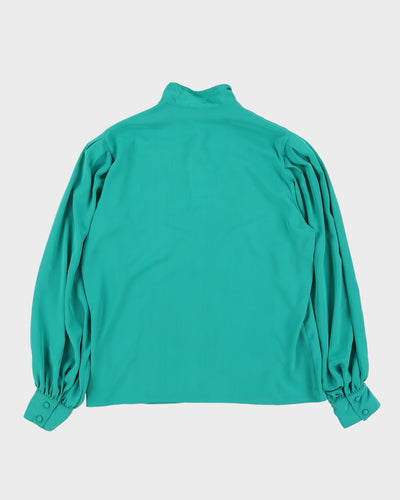 Green Chevron Pleated Blouse - M