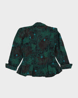 1990s Green Patterned Long Sleeve Blouse - S