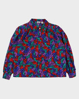 Purple Patterned Long Sleeve Blouse - L