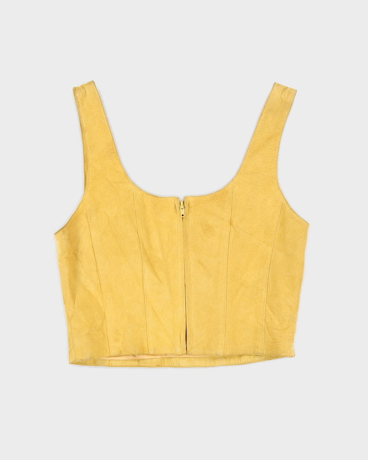 Yellow Suede Sleeveless Top - S