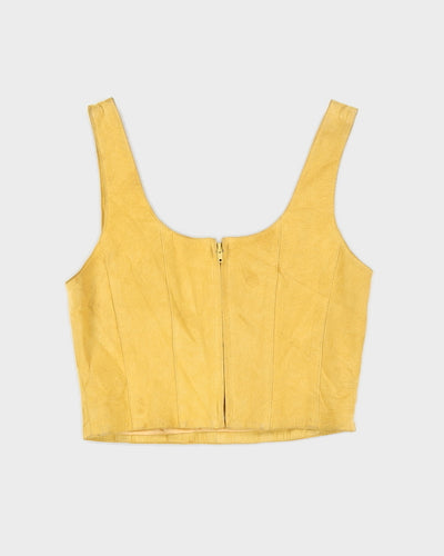 Yellow Suede Sleeveless Top - S
