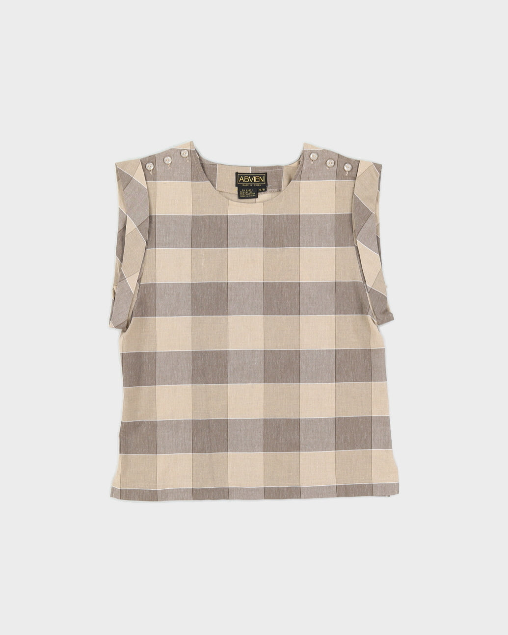 00s Beige Checked Sleeveless Top - S