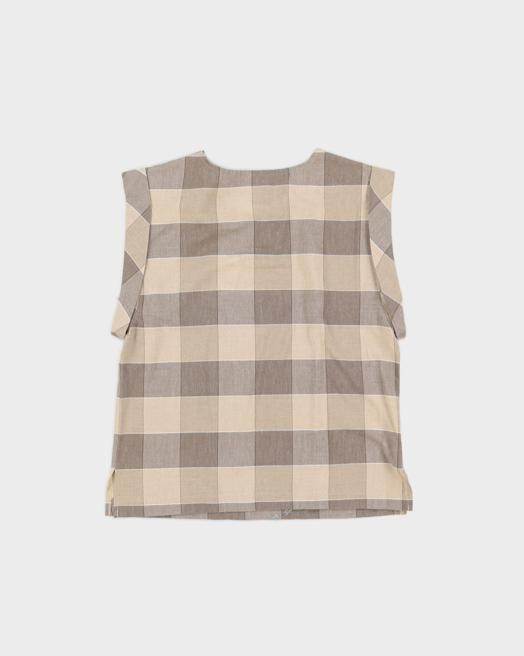 00s Beige Checked Sleeveless Top - S