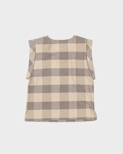 00s Beige Checked Sleeveless Top - S