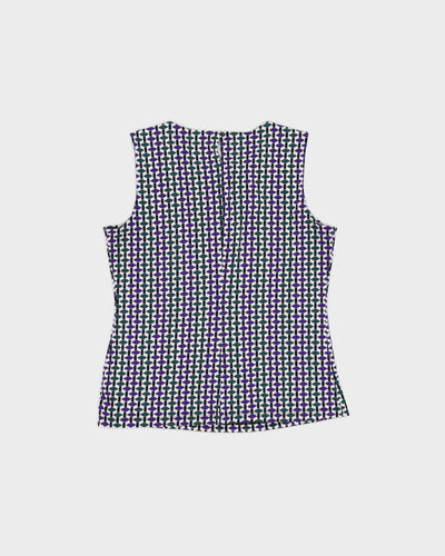 Calvin Klein Purple Patterned Sleeveless Top - S