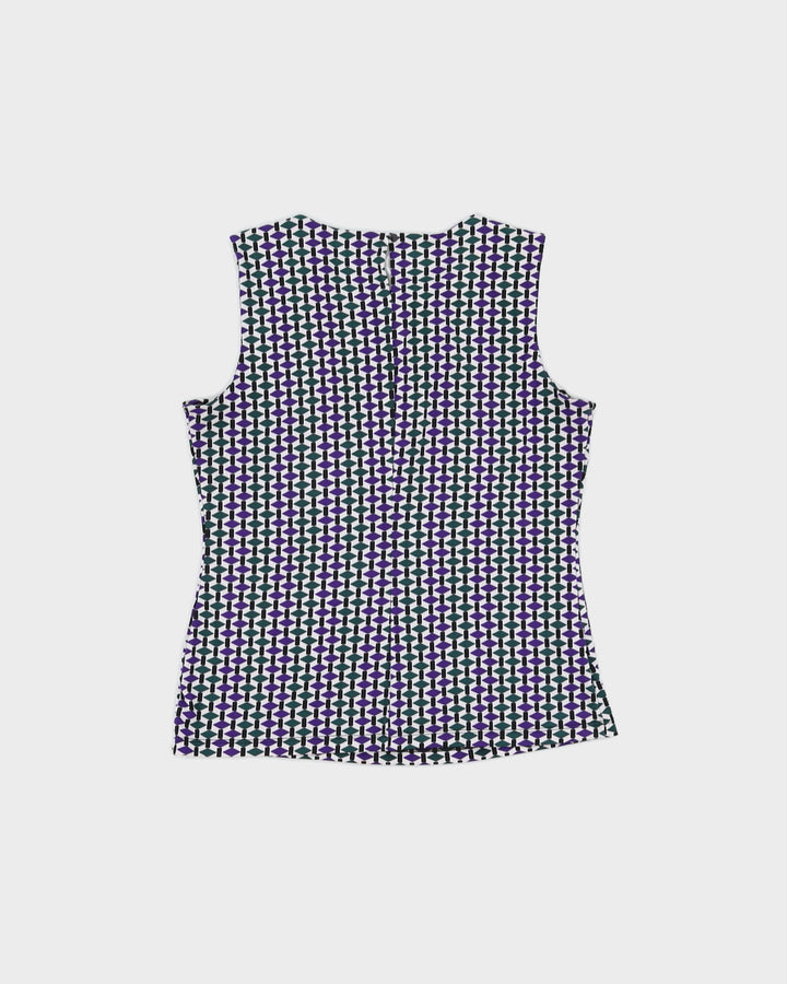 Calvin Klein Purple Patterned Sleeveless Top - S