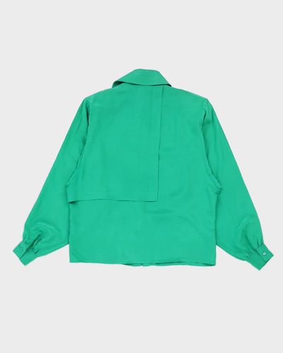 Vintage 90s LB Diffusion Green Silk Blouse - S