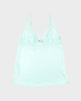 Y2K 00s George Satin Mint Lace Cami - M