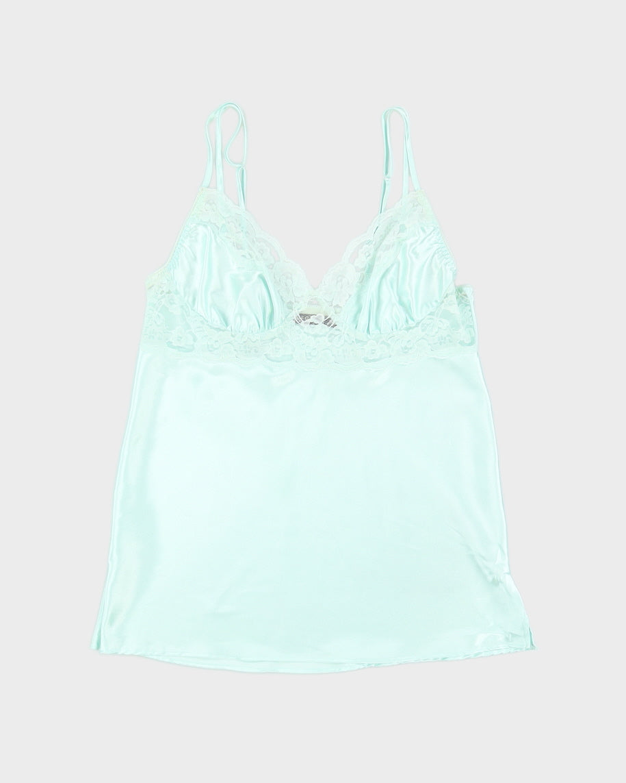 Y2K 00s George Satin Mint Lace Cami - M
