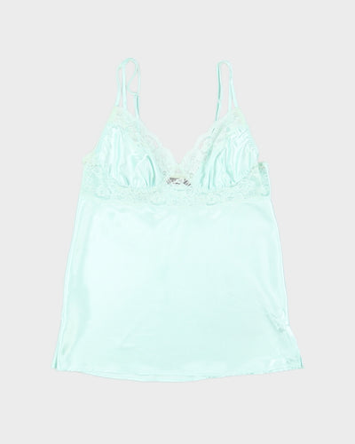 Y2K 00s George Satin Mint Lace Cami - M