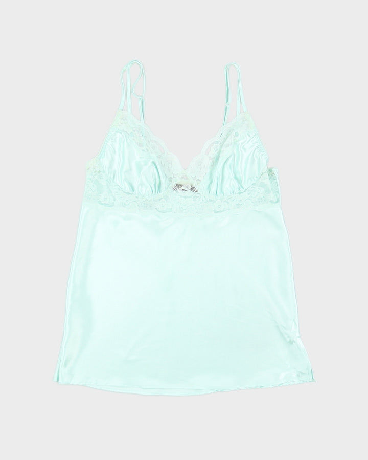 Y2K 00s George Satin Mint Lace Cami - M