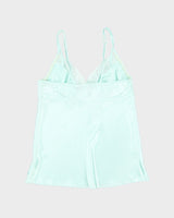 Y2K 00s George Satin Mint Lace Cami - M
