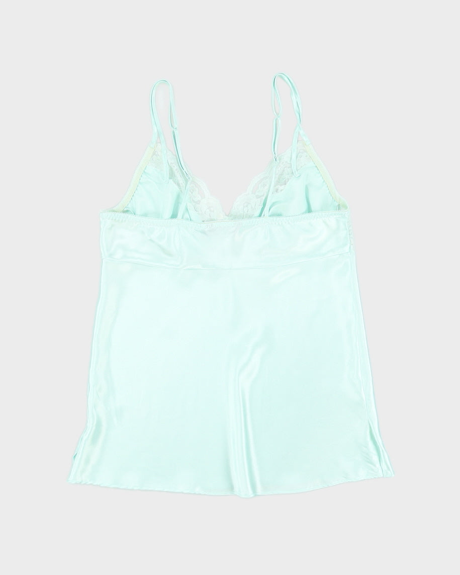 Y2K 00s George Satin Mint Lace Cami - M
