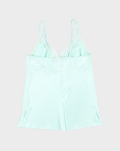 Y2K 00s George Satin Mint Lace Cami - M