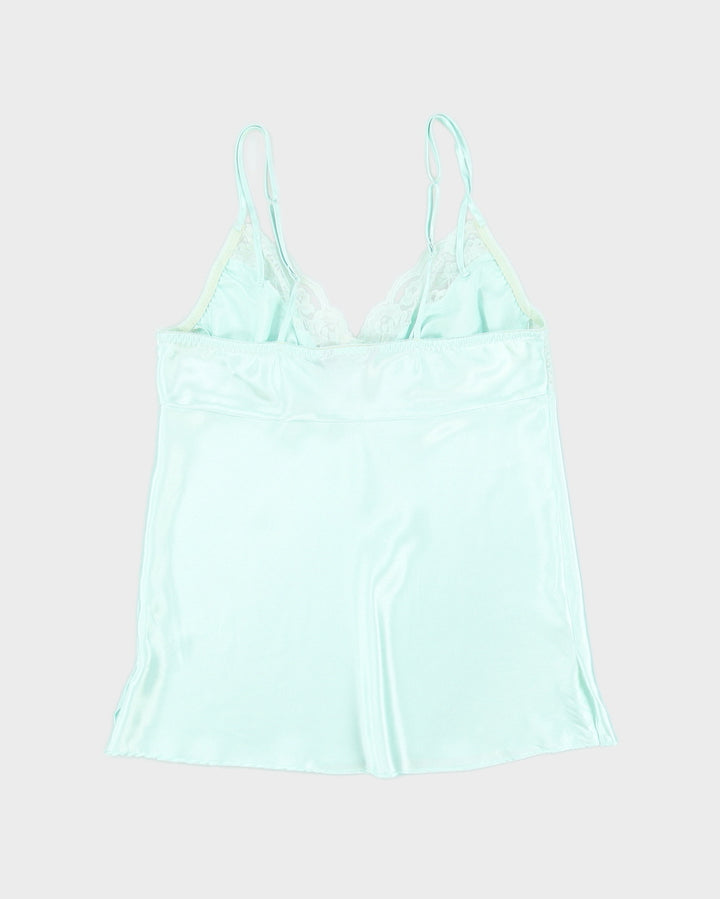 Y2K 00s George Satin Mint Lace Cami - M
