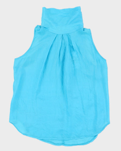 Blue Silk Sleeveless Top - S