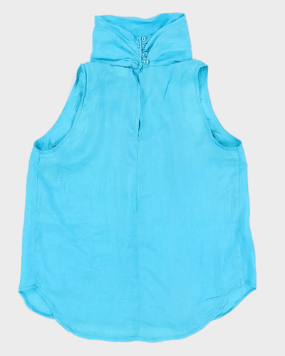 Blue Silk Sleeveless Top - S