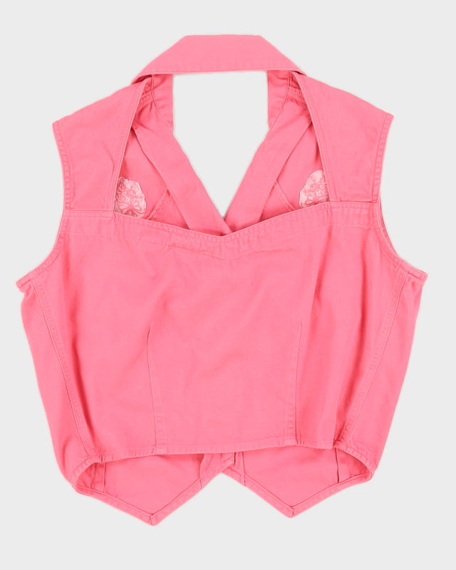 Pink Cotton Sleeveless Top - M