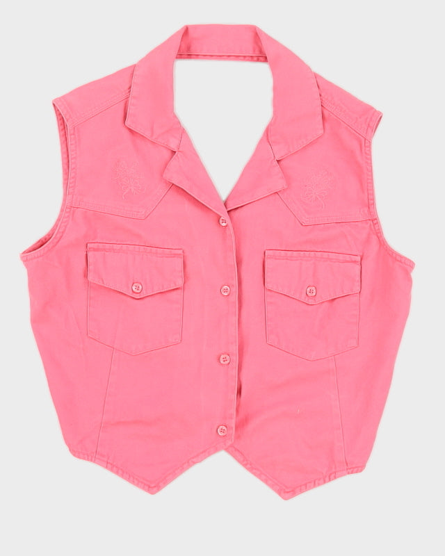 Pink Cotton Sleeveless Top - M