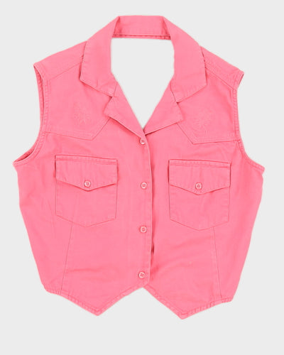 Pink Cotton Sleeveless Top - M