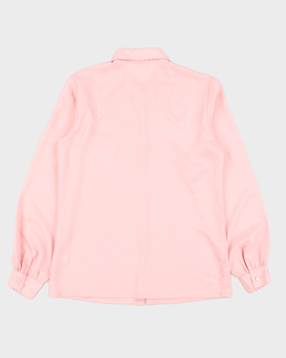 Pink Embroidered Long Sleeve Blouse - S
