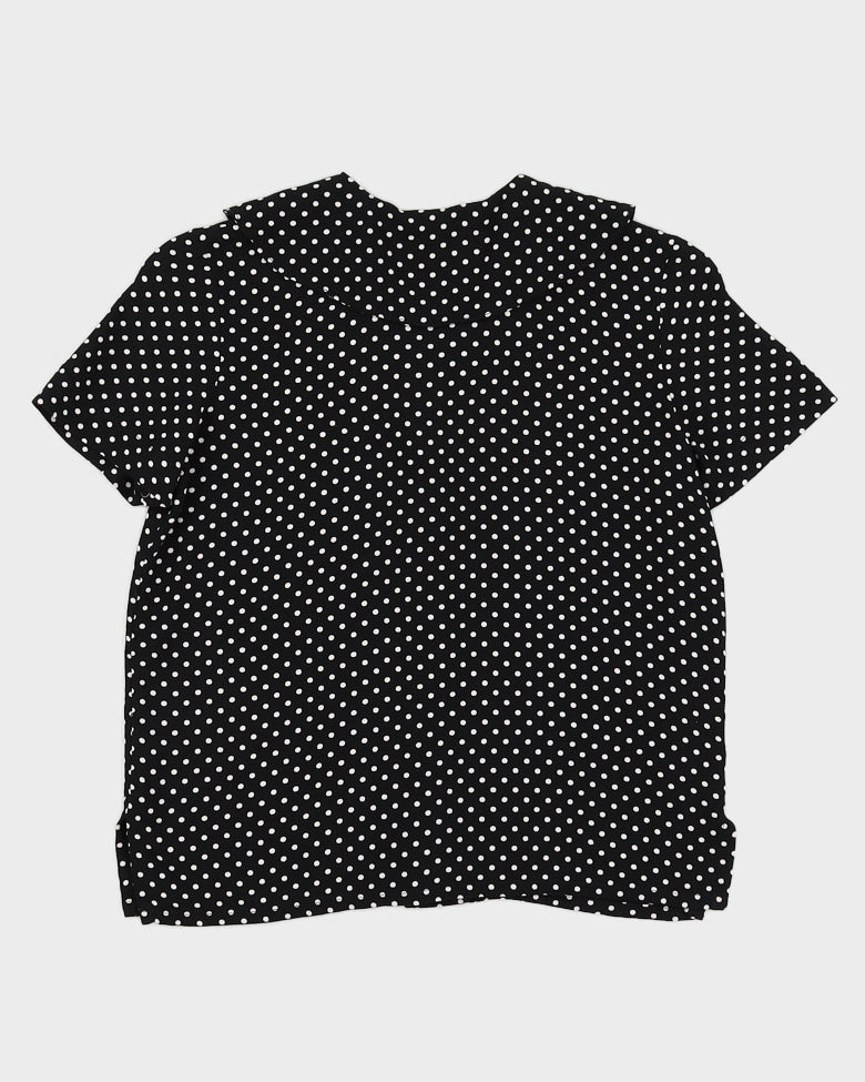 Black Polka Dot Patterned Blouse - S