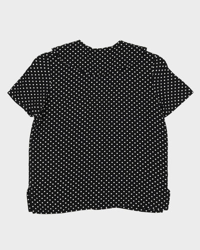 Black Polka Dot Patterned Blouse - S