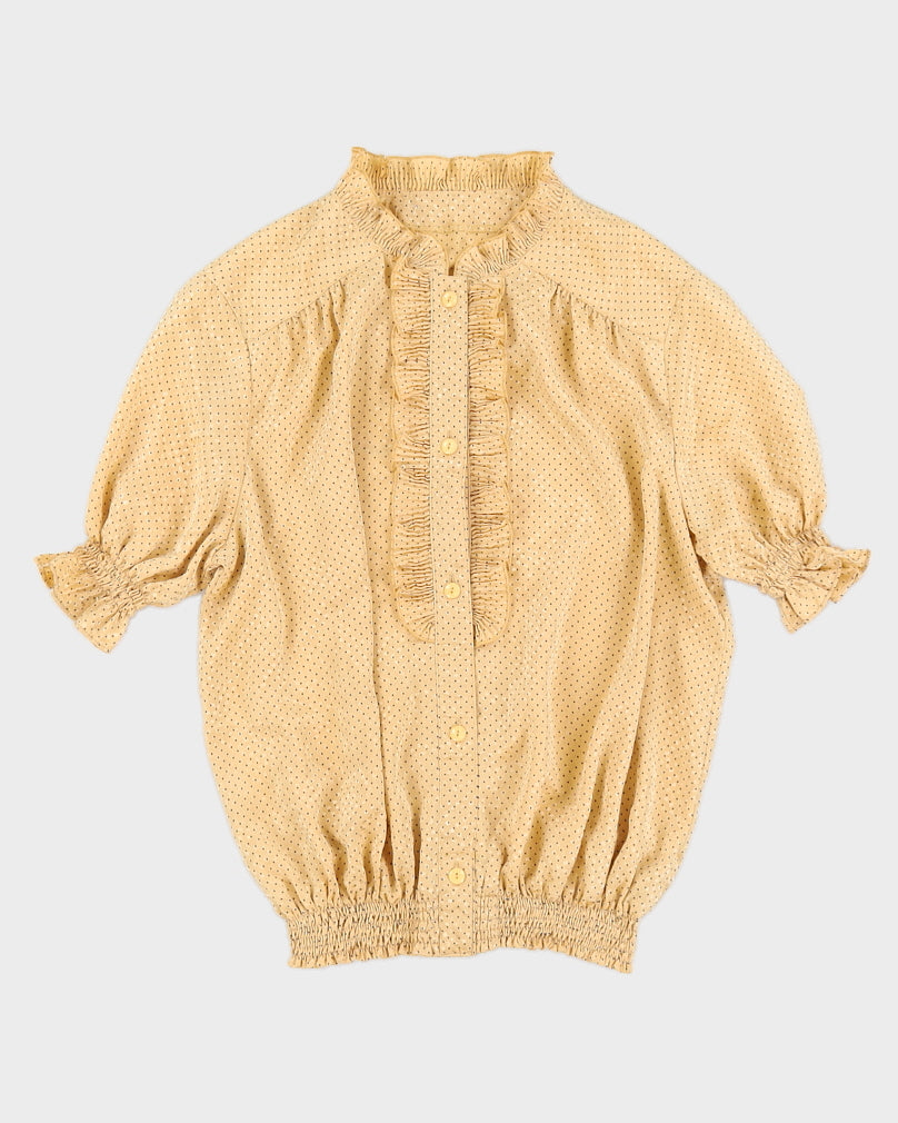 Yellow Polka Dots Patterned Blouse - S
