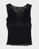 Y2K 00s Bebe Black Silk Top - S