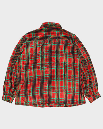 Vintage 80s Alia Petites Red Tartan Blouse - L