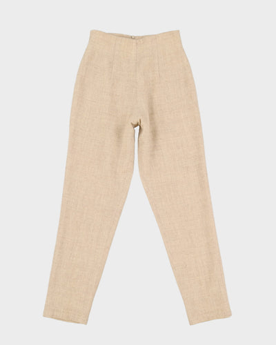 1980s Beige Wool High Waisted Trousers - XS